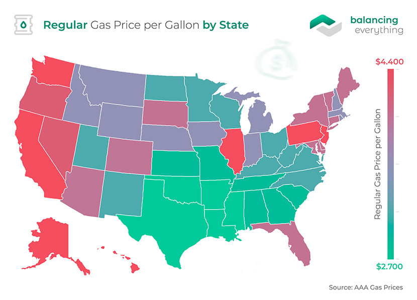 Regular Gas Price per Gallon by State